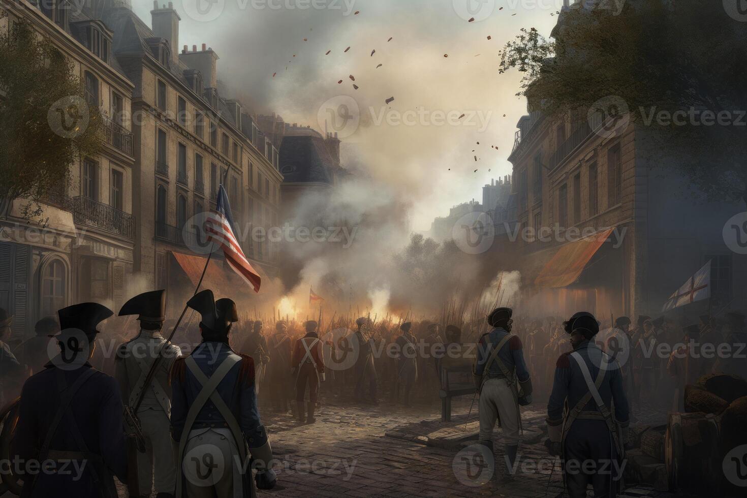 AI generated French revolution digital art. Generate AI photo