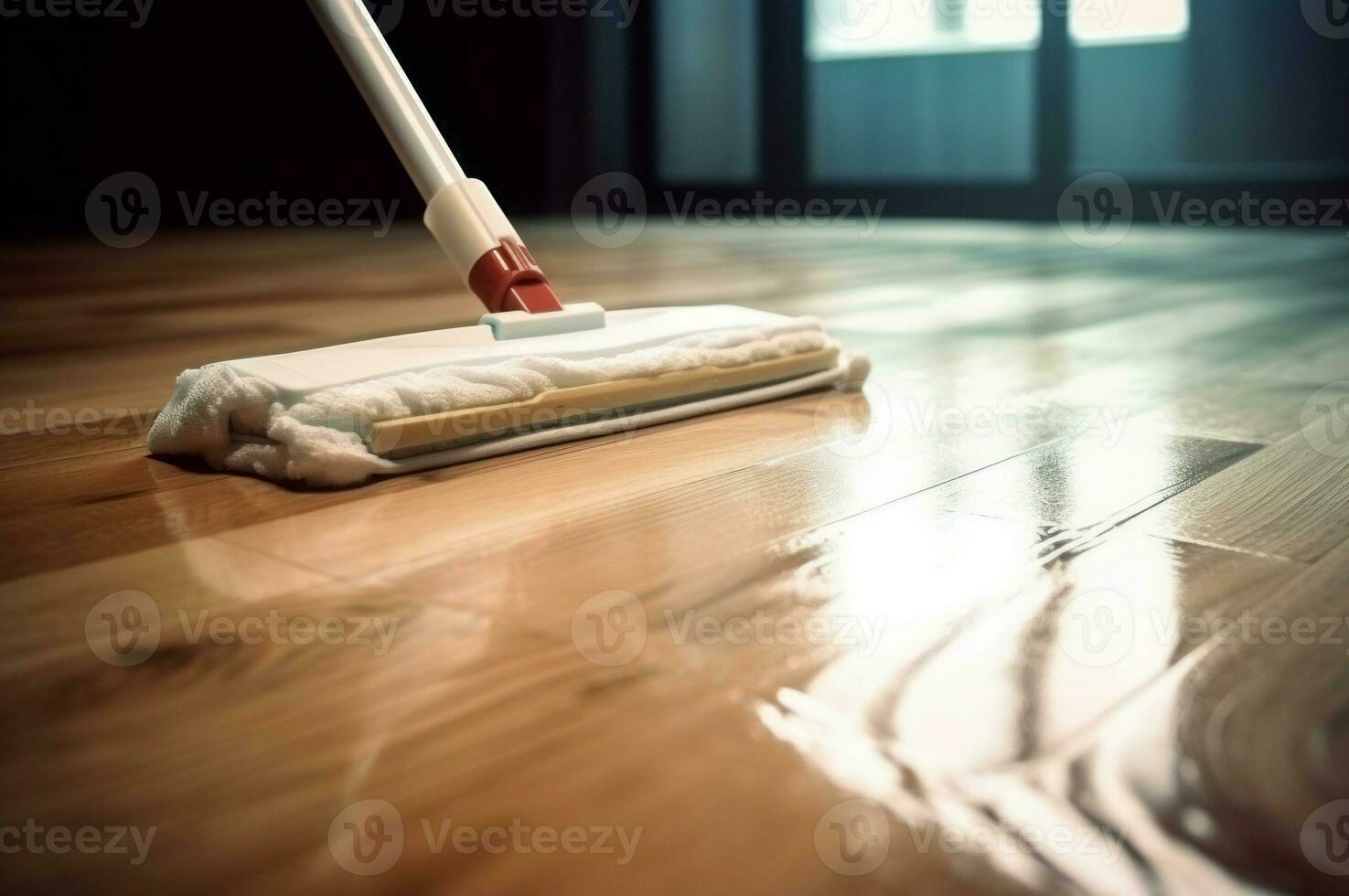 AI generated Cleaning floor with mop. Generate ai photo