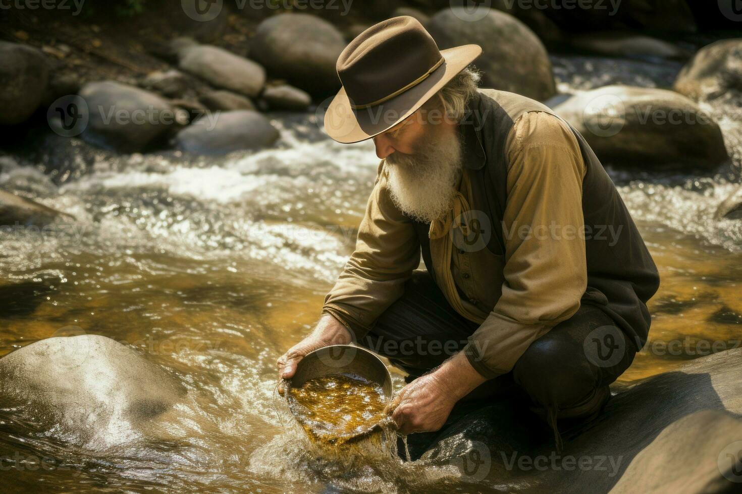 ai generado hombre explorar oro. generar ai foto