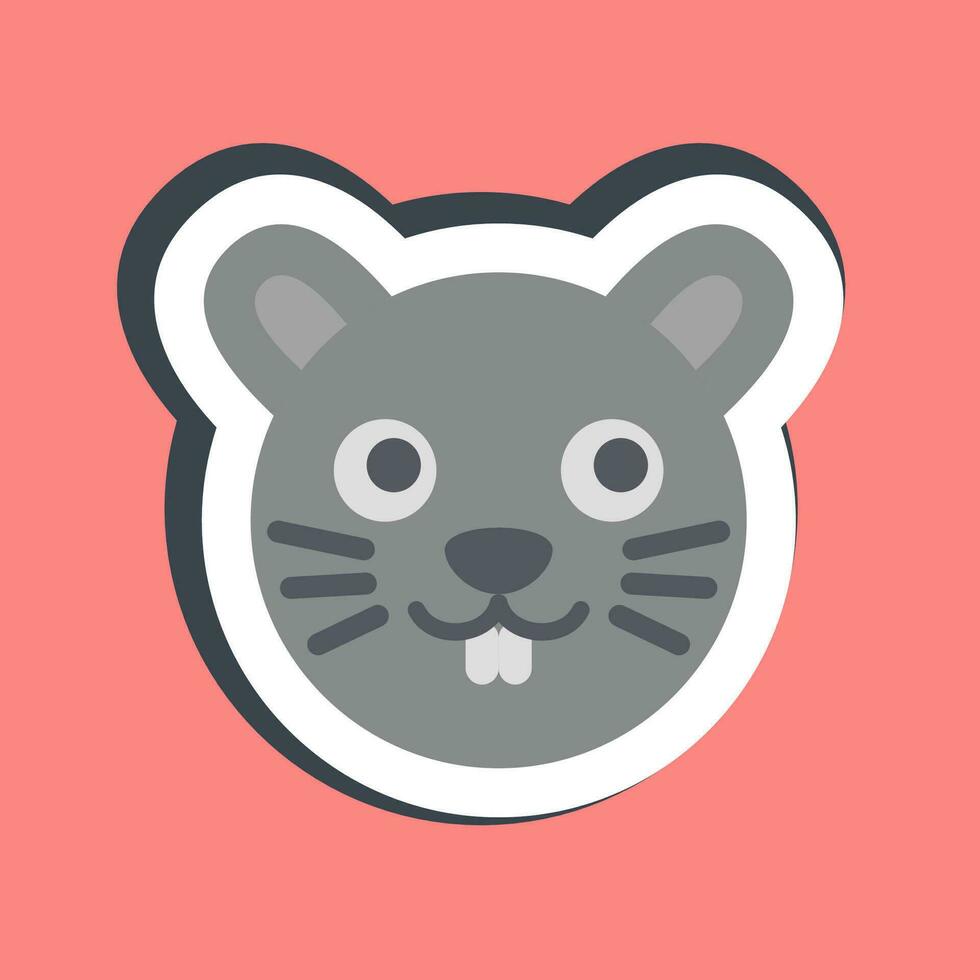 Sticker mouse face. Chinese Zodiac elements. Good for prints, posters, logo, advertisement, decoration,infographics, etc. vector