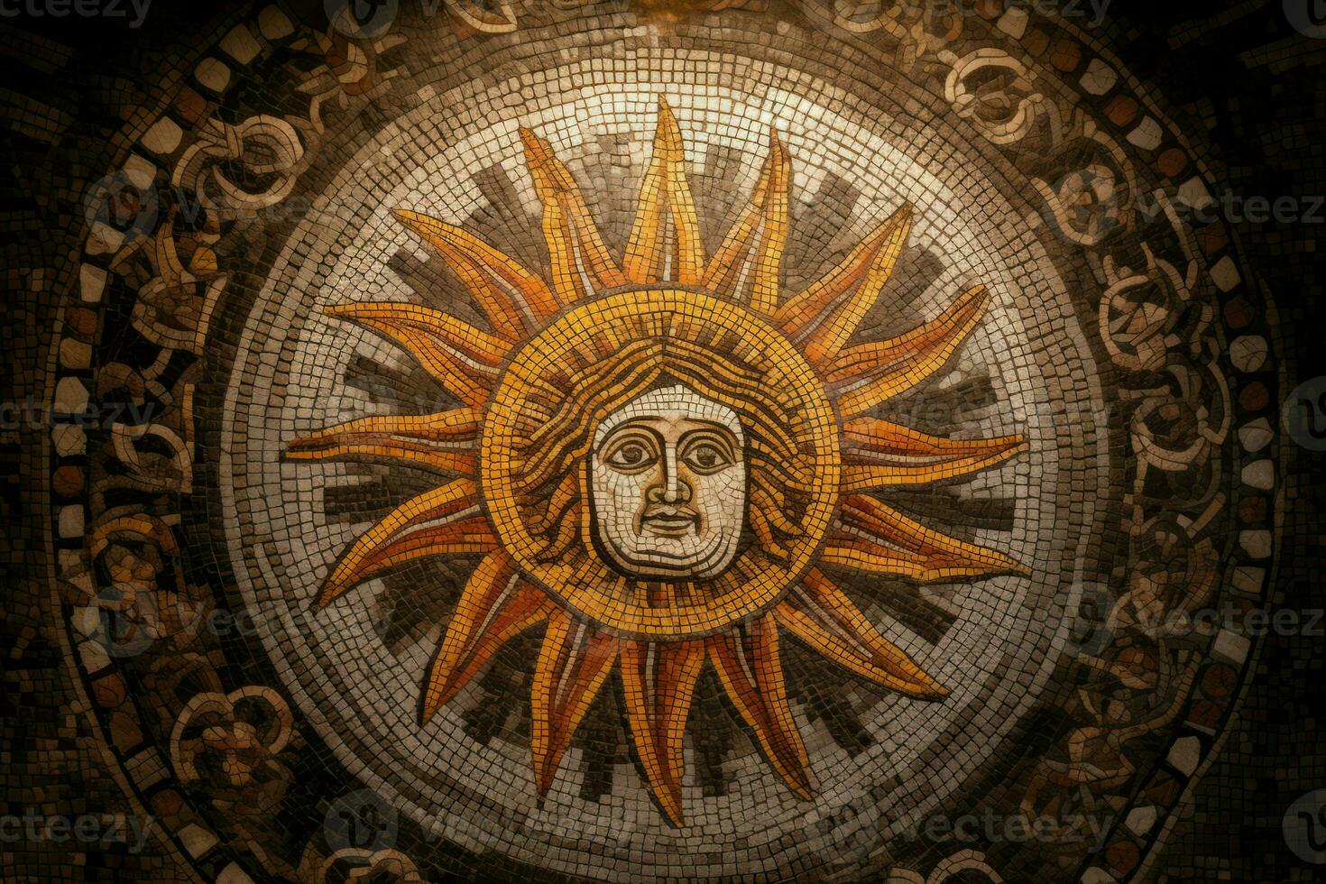 AI generated Ancient antique mosaic surface. Generate ai photo