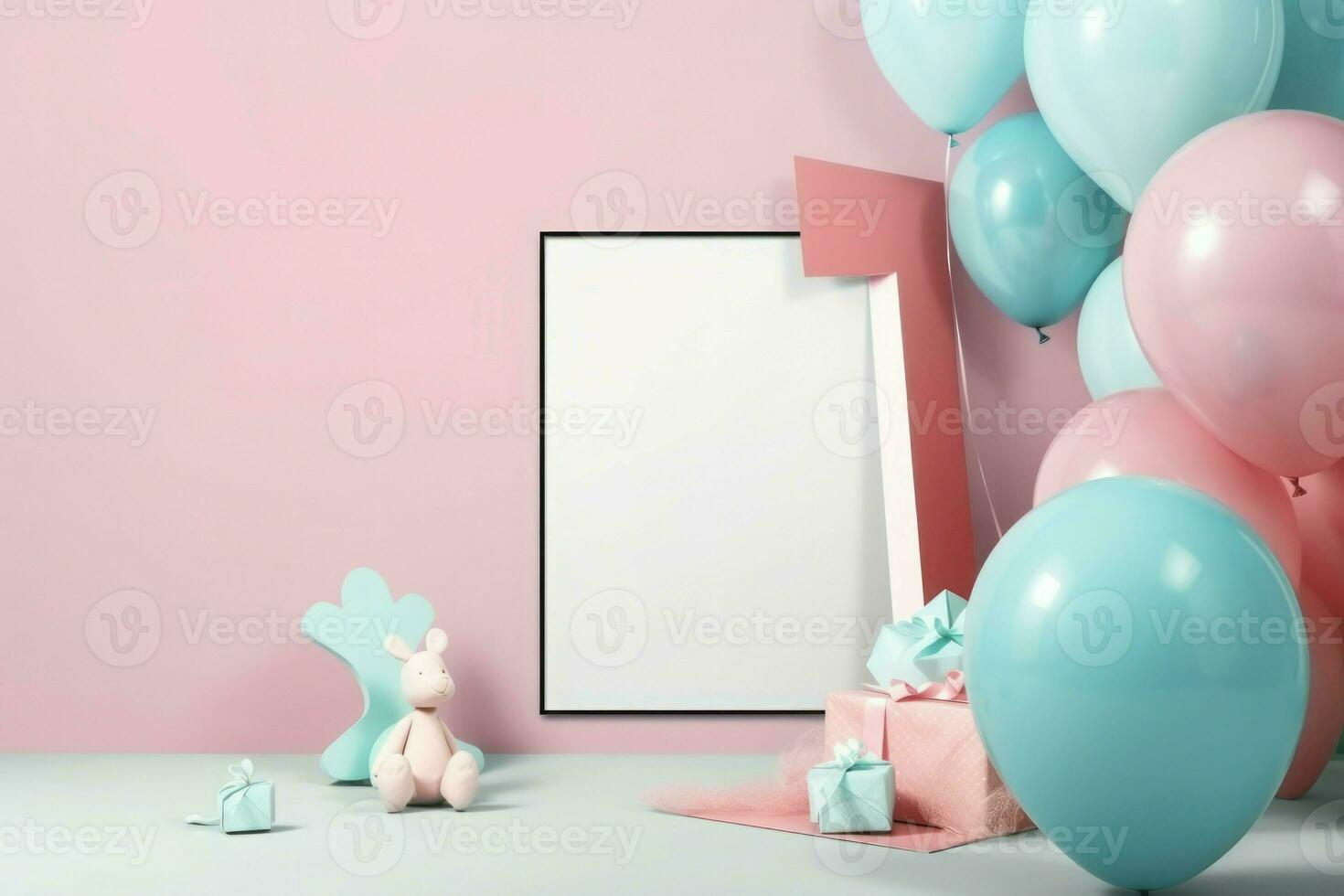 AI generated Gender reveal party background photo studio. Generate Ai