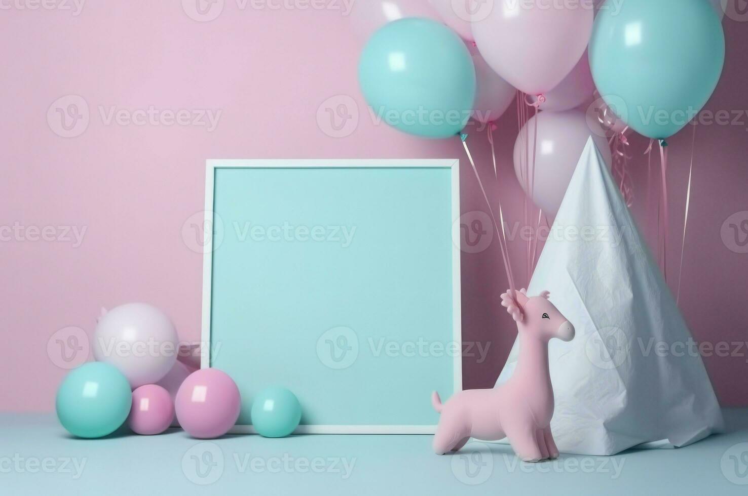 AI generated Gender reveal party expecting background. Generate Ai photo