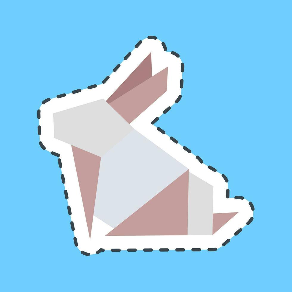 Cutting Line Sticker bunny origami. Chinese Zodiac elements. Good for prints, posters, logo, advertisement, decoration,infographics, etc. vector