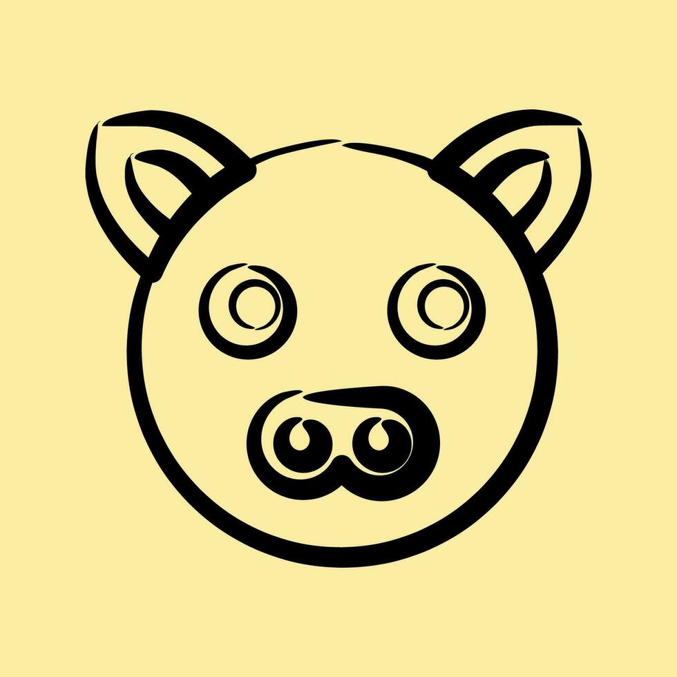 Icon pig face. Chinese Zodiac elements. Icons in hand drawn style. Good for prints, posters, logo, advertisement, decoration,infographics, etc. vector