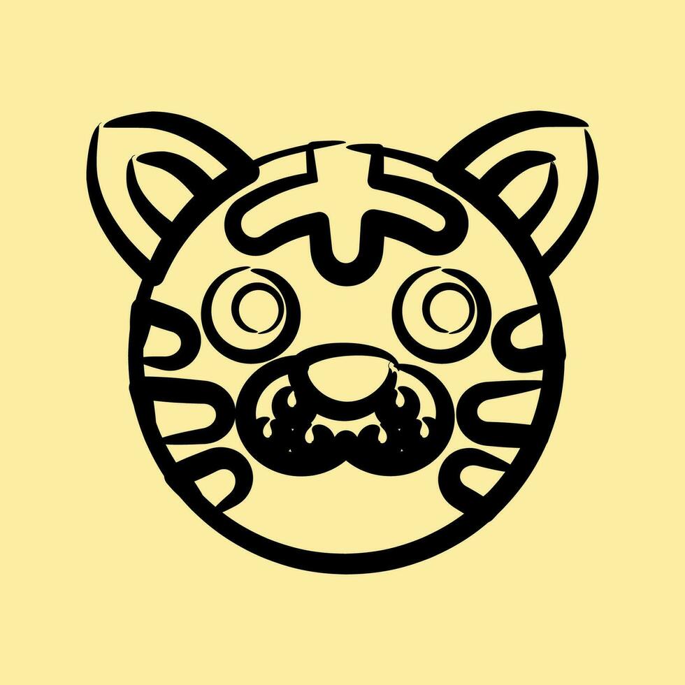 Icon tiger face. Chinese Zodiac elements. Icons in hand drawn style. Good for prints, posters, logo, advertisement, decoration,infographics, etc. vector