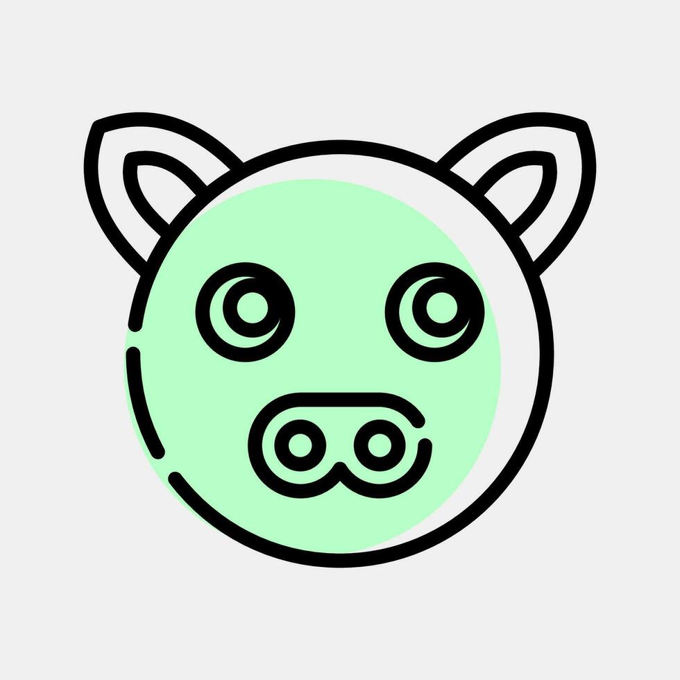Icon pig face. Chinese Zodiac elements. Icons in color spot style. Good for prints, posters, logo, advertisement, decoration,infographics, etc. vector