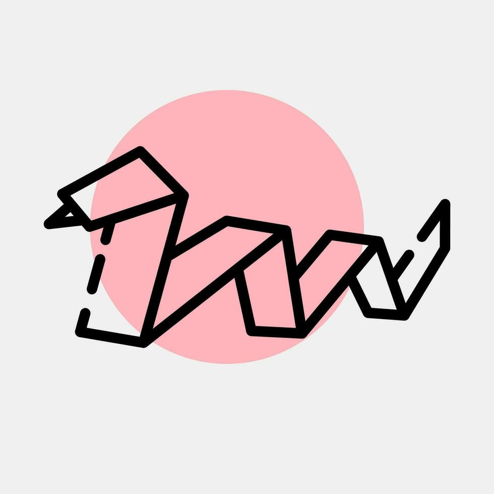 Icon snake origami. Chinese Zodiac elements. Icons in color spot style. Good for prints, posters, logo, advertisement, decoration,infographics, etc. vector
