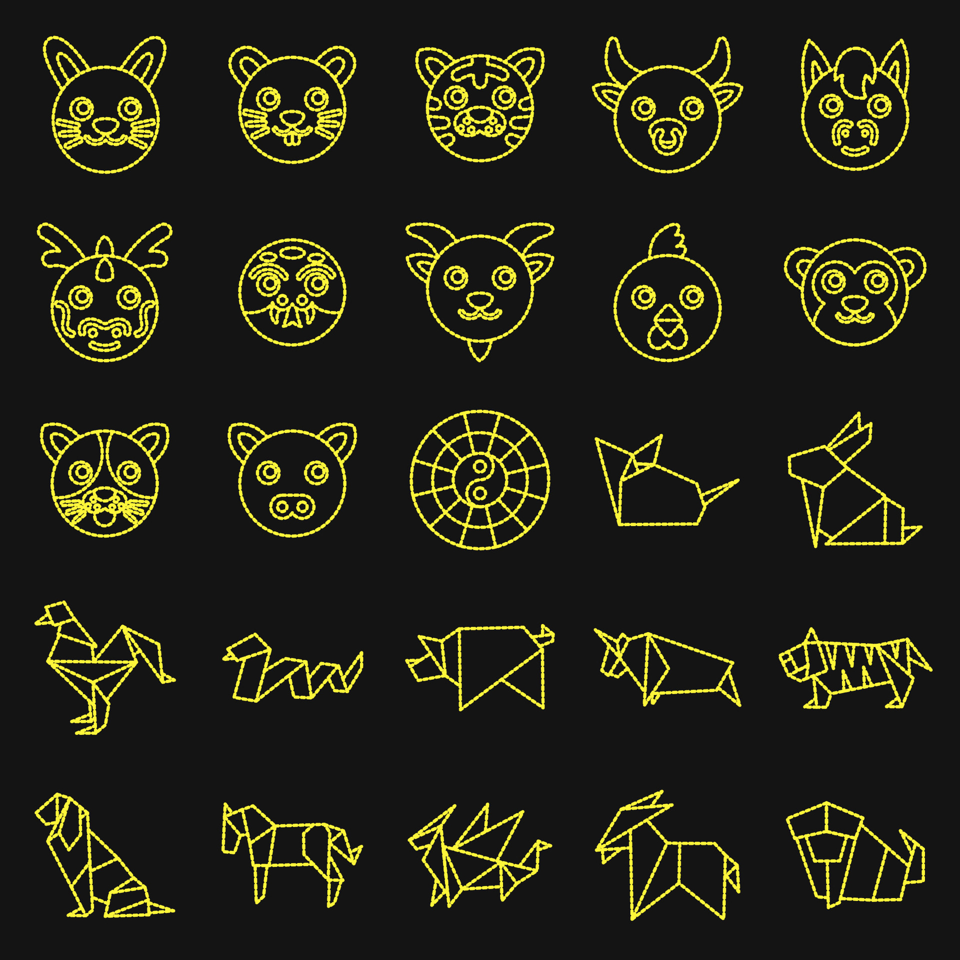 Icon Set Of Chinese Zodiac Chinese Zodiac Elements Icons In Dotted icon-set-of-chinese-zodiac-chinese-zodiac-elements-icons-in-dotted