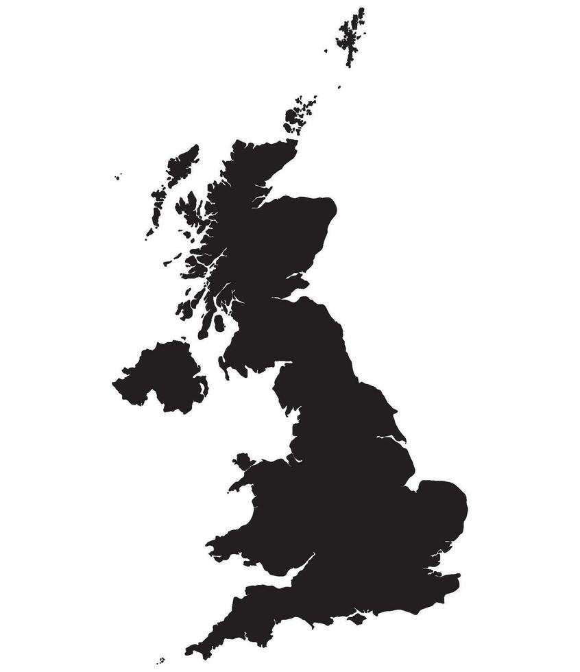 unido Reino regiones mapa. mapa de unido Reino en negro color vector