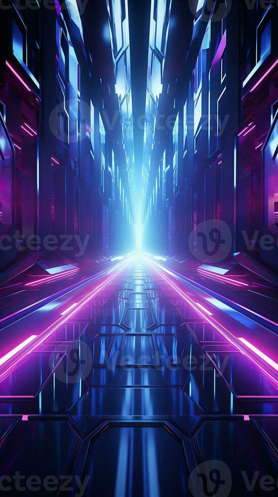 AI generated Futuristic Background. Metallic surface with neon accents and futuristic patterns. Created with Generative AI photo