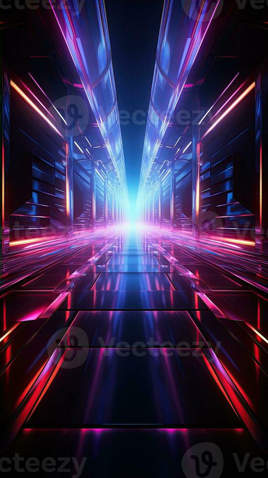AI generated Futuristic Background. Metallic surface with neon accents and futuristic patterns. Created with Generative AI photo