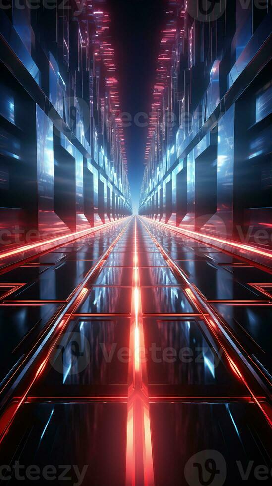 AI generated Futuristic Background. Metallic surface with neon accents and futuristic patterns. Created with Generative AI photo