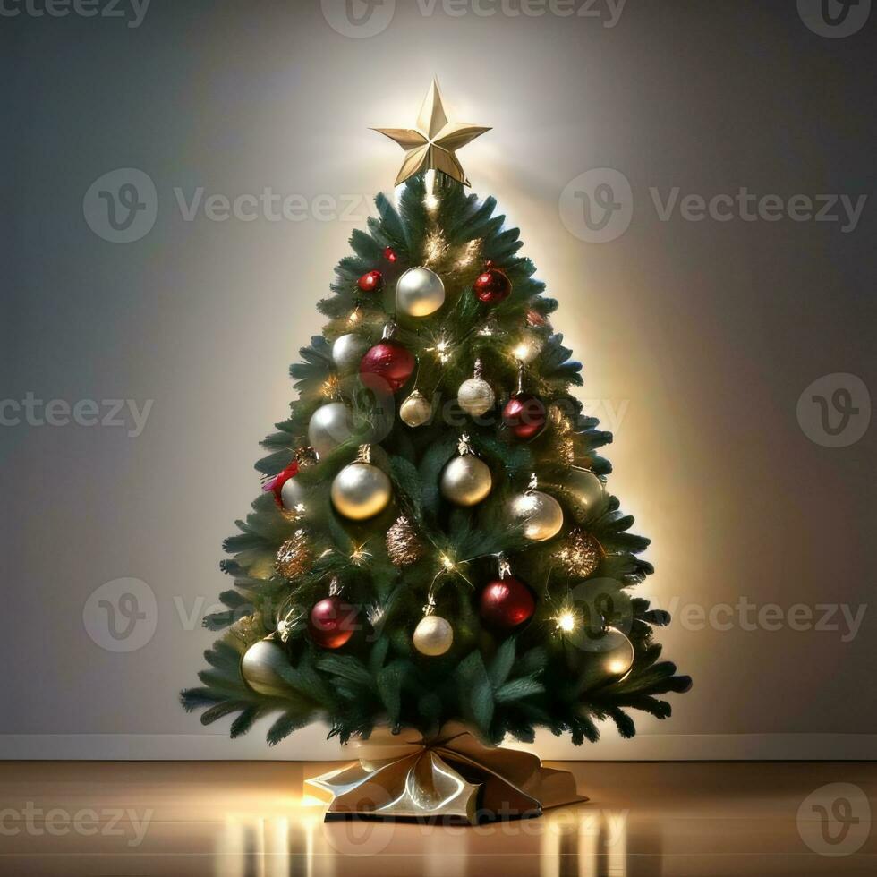 AI generated Christmas tree in winter photo