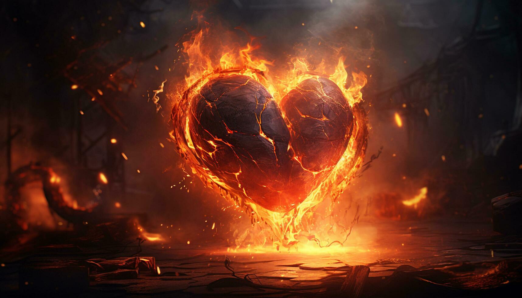 AI generated fire heart magical design icon photo