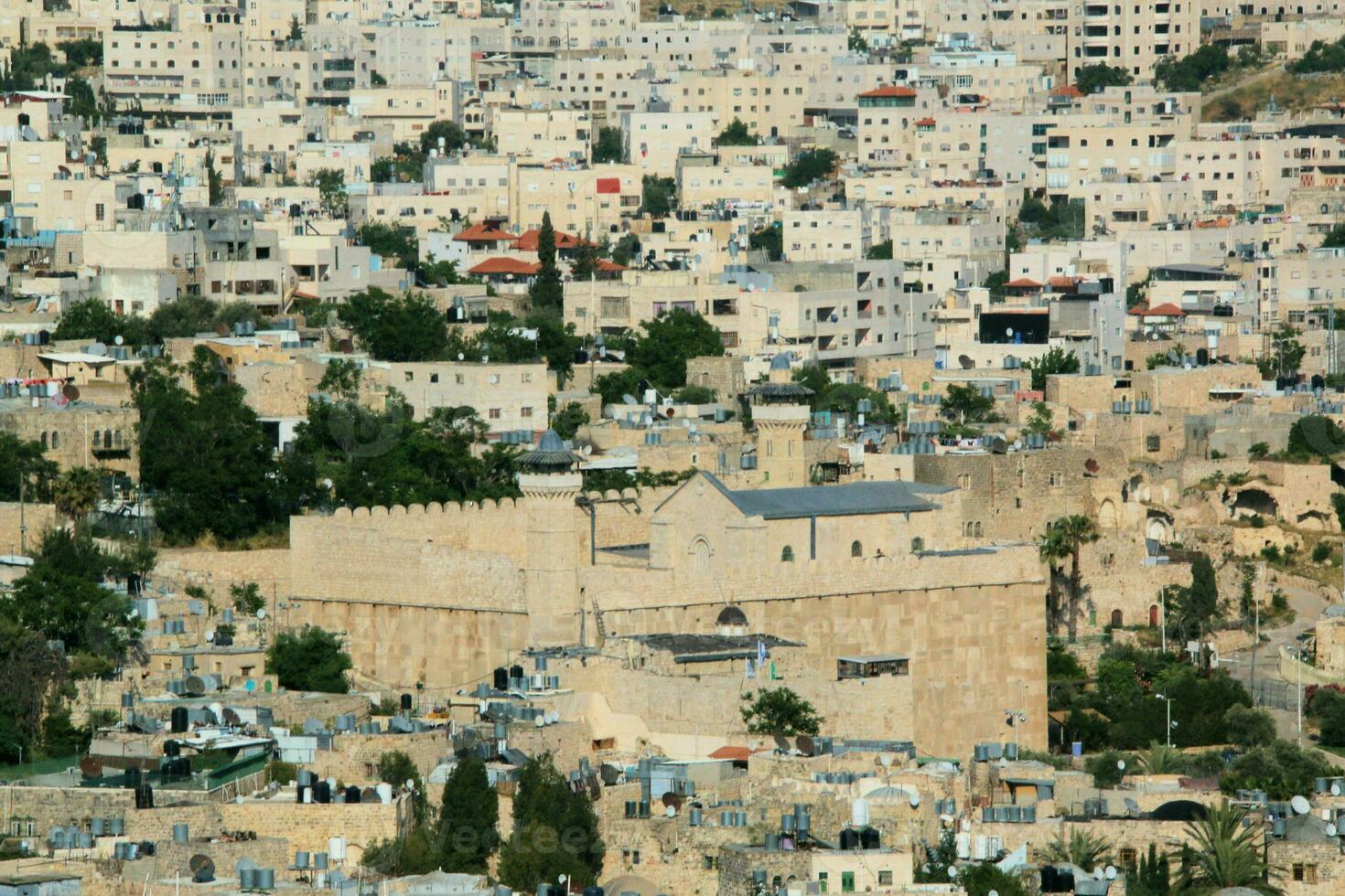 A panoramic view of Hebron in Israel photo
