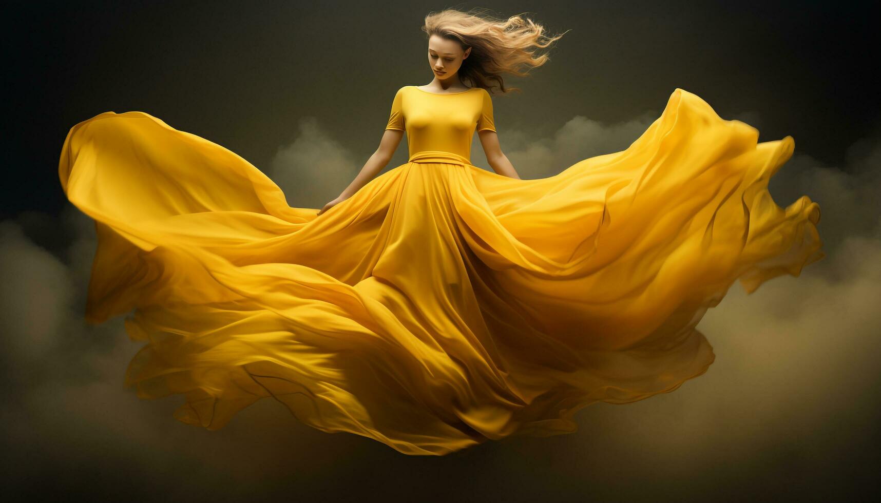 AI generated flying yellow clothe photo