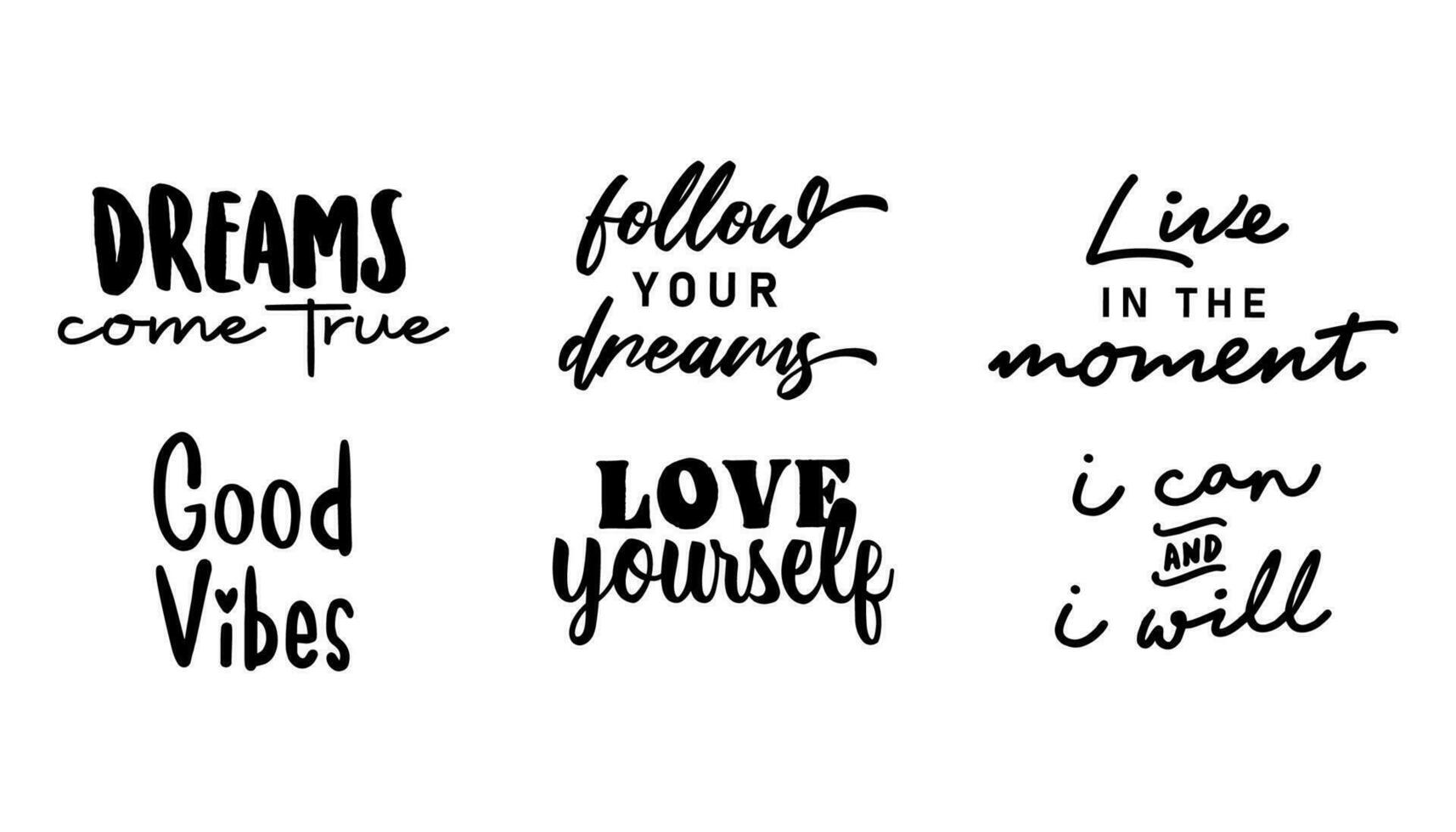 Positive thinking messages. Motivational quotes. Inspirational phrases. Decorative wisdom lettering. vector