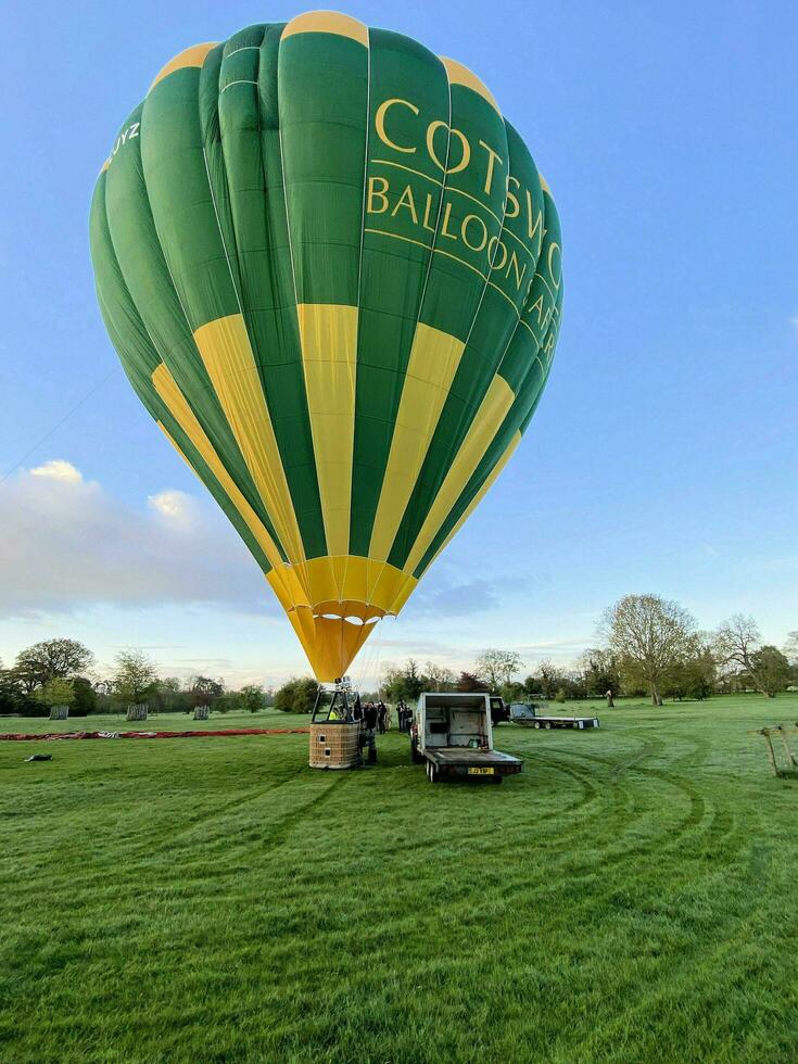 Oswestry in the UK on 18 May 2021. A view of a Balloon about to take off photo