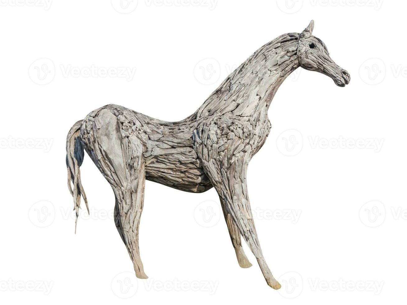 Vintage old wooden horse isolated on white background photo