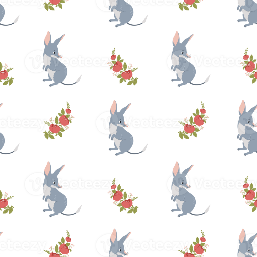 Seamless pattern bilby Australian animal png
