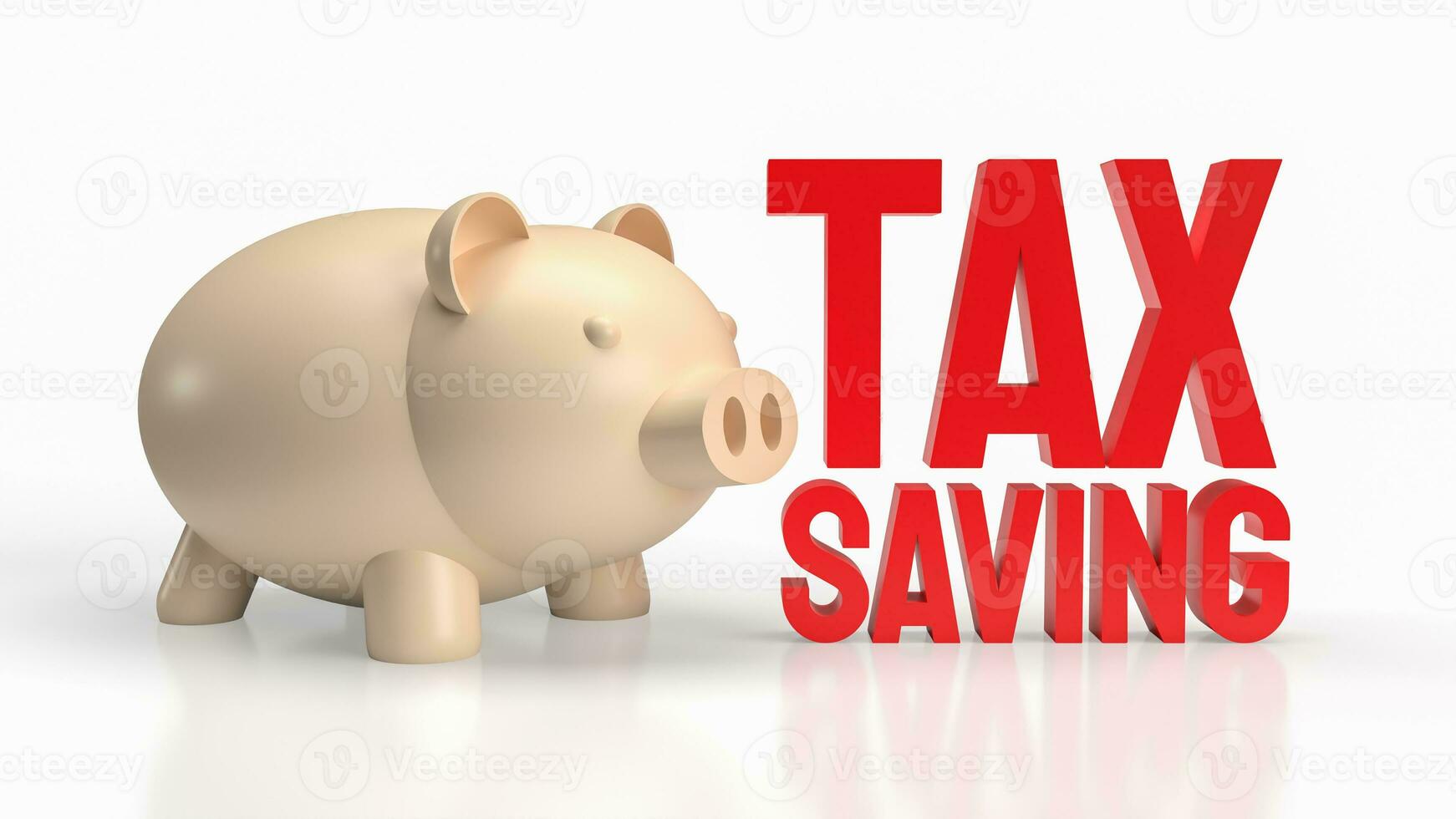 The piggy bank and text for tax saving concept 3d rendering. photo