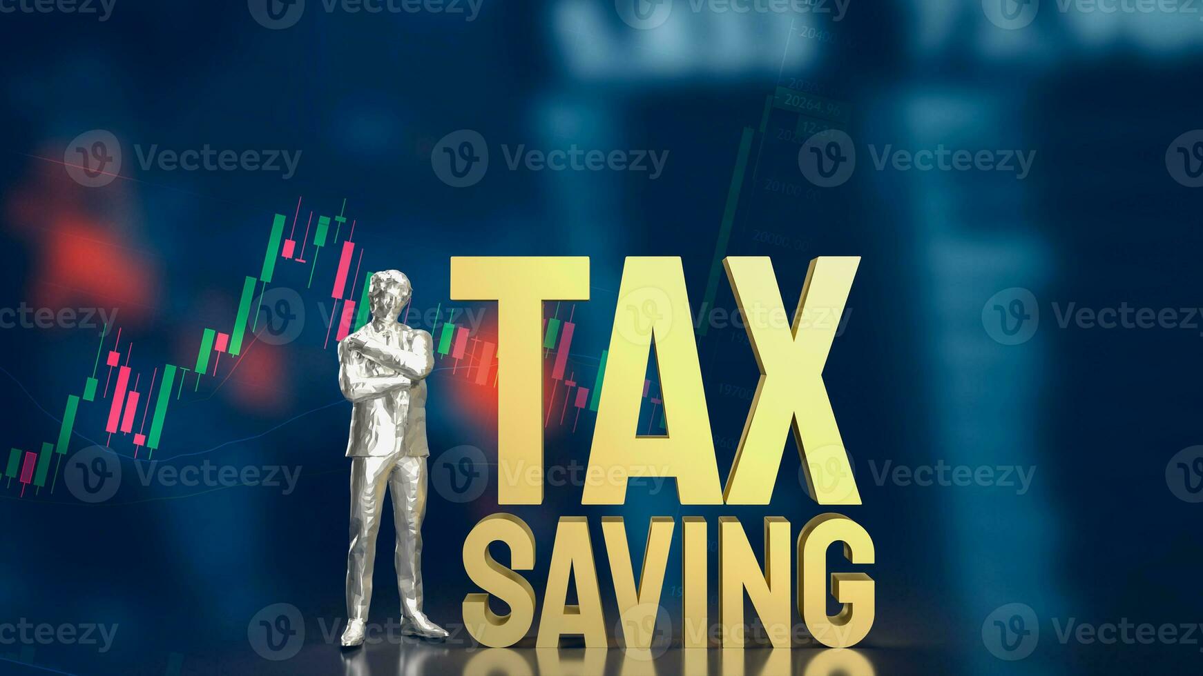 The man and text for tax saving concept 3d rendering. photo