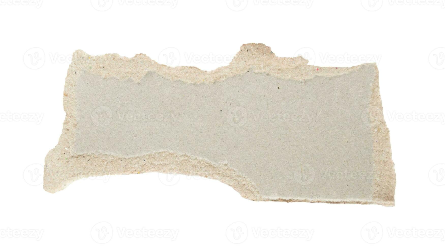 piece of gray paper tear isolated on white background photo