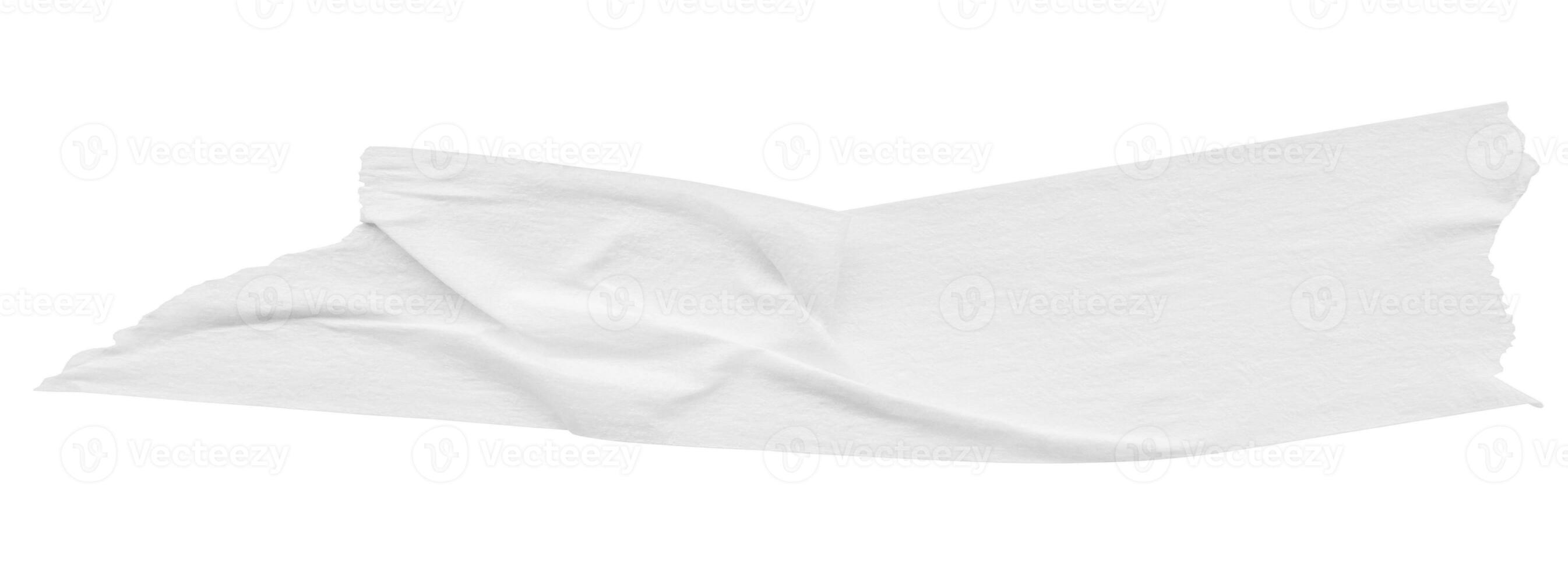 White adhesive paper tape isolated on white background photo
