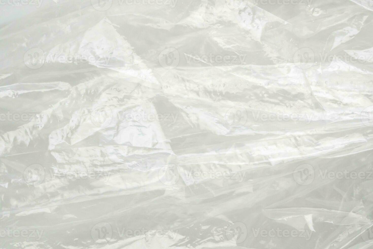 transparent plastic bag texture on white background photo