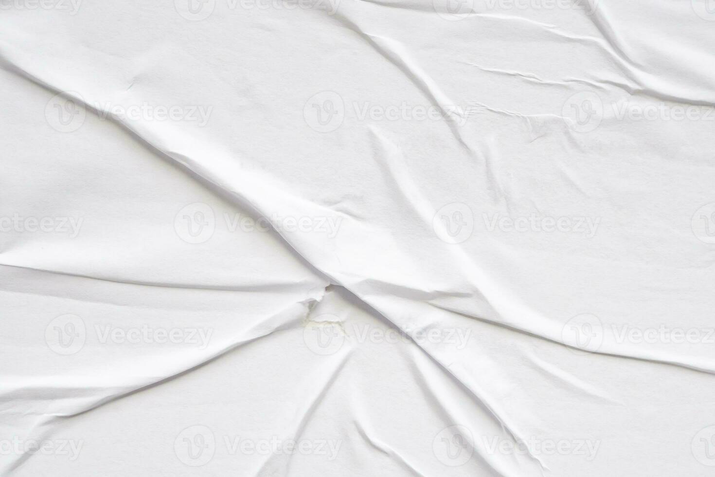 White blank crumpled and creased paper poster texture background photo