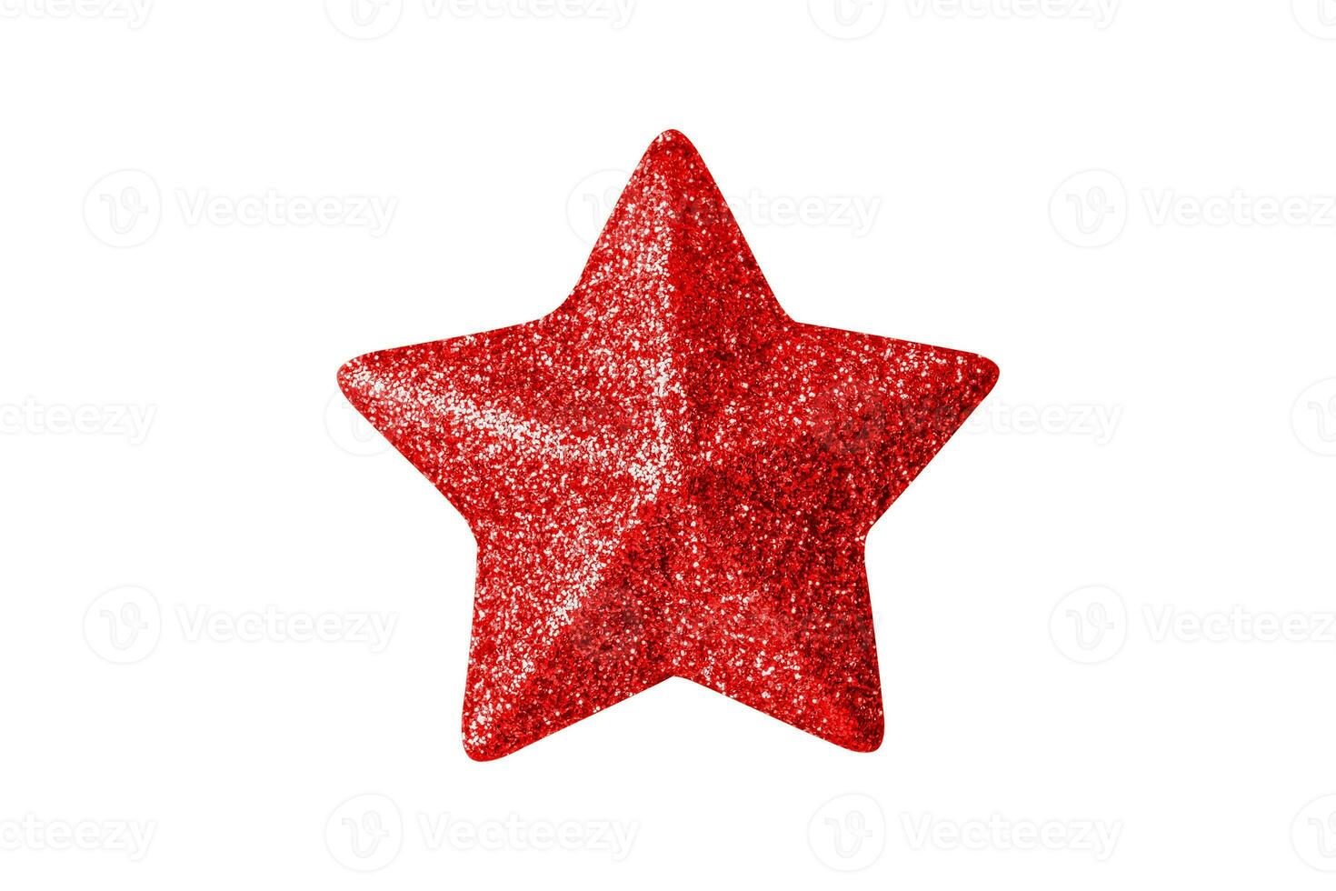 red Christmas star glitter sticker isolated on white background photo