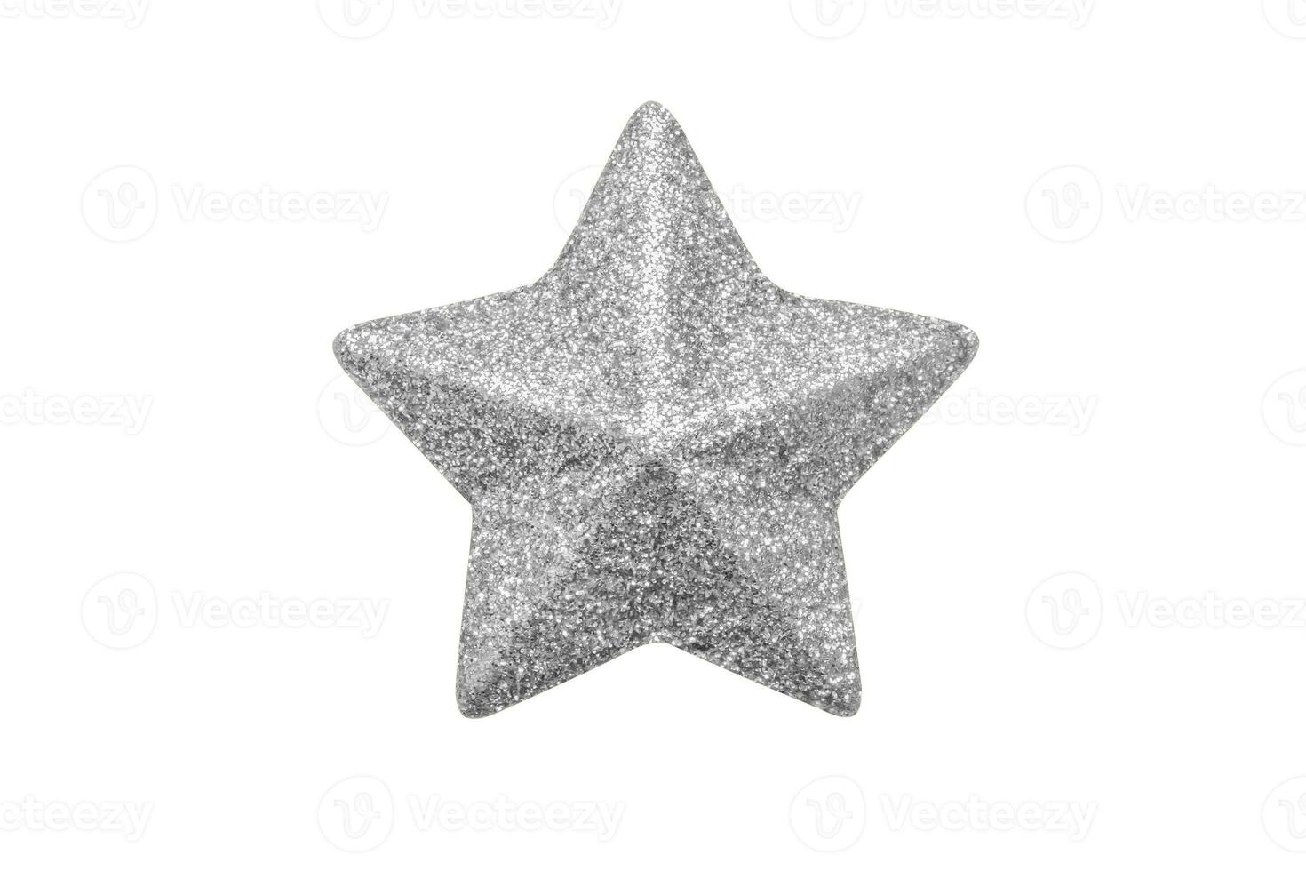 silver Christmas star glitter sticker isolated on white background photo