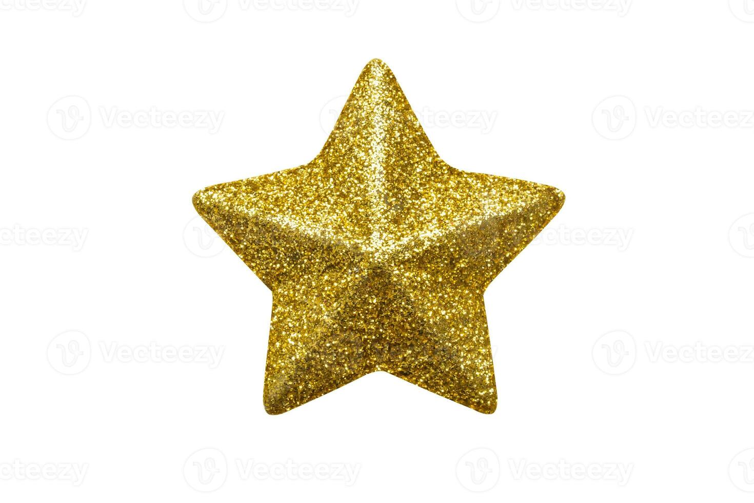 golden Christmas star glitter sticker isolated on white background photo