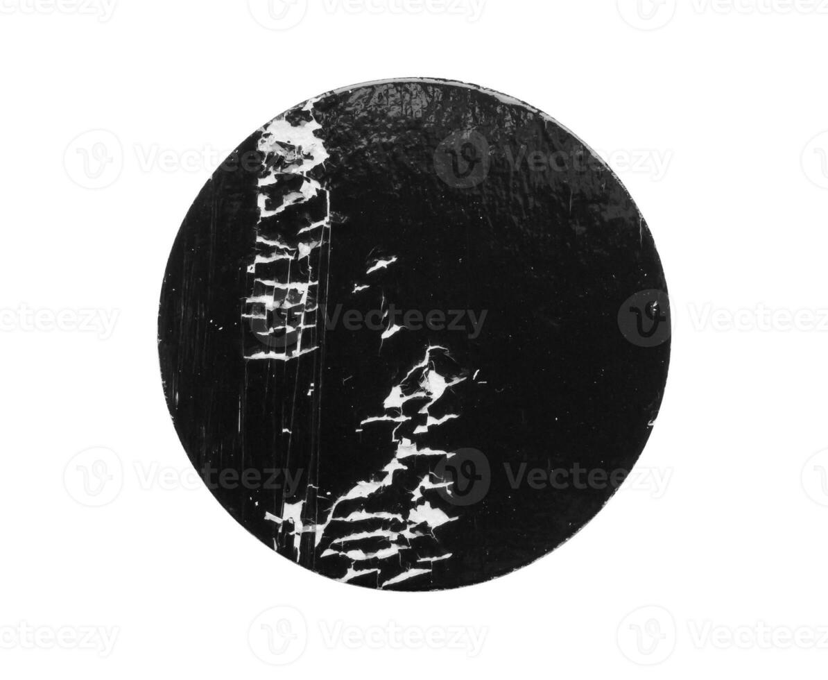 negro antiguo rayado redondo papel pegatina aislado en blanco antecedentes foto