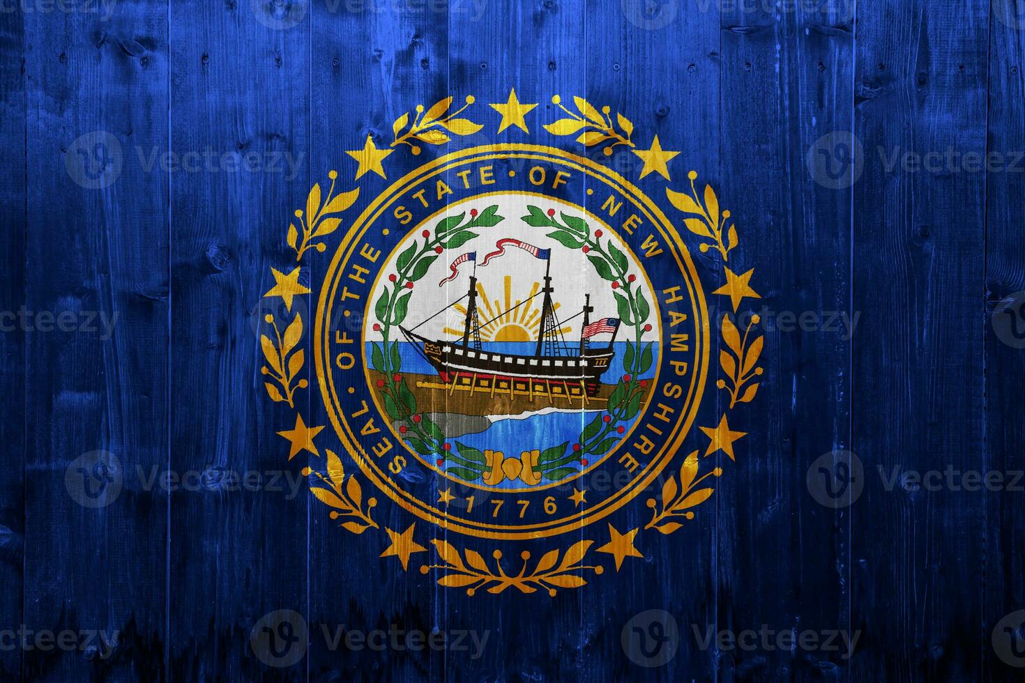 Flag of New Hampshire USA state on a textured background. Concept collage. photo