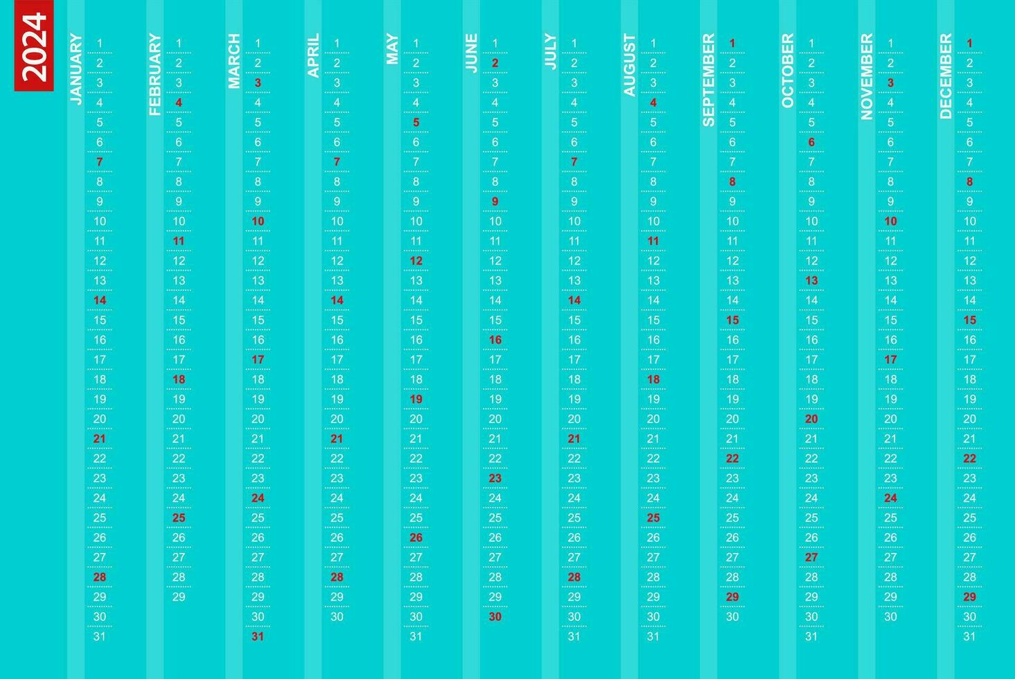 2025 vertical calendar with selected Sundays. 35521409 Vector Art at