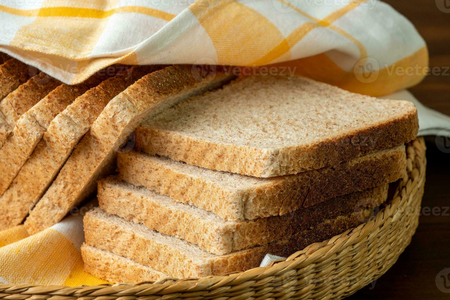 Slice toast bread in a basket photo