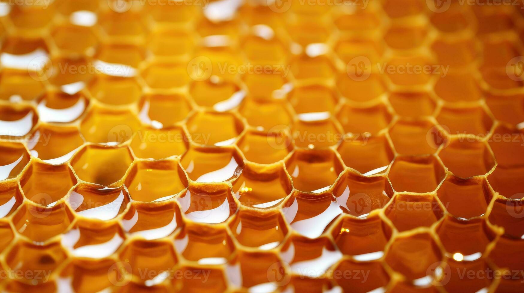 AI generated Close up view of honeycomb with honey photo
