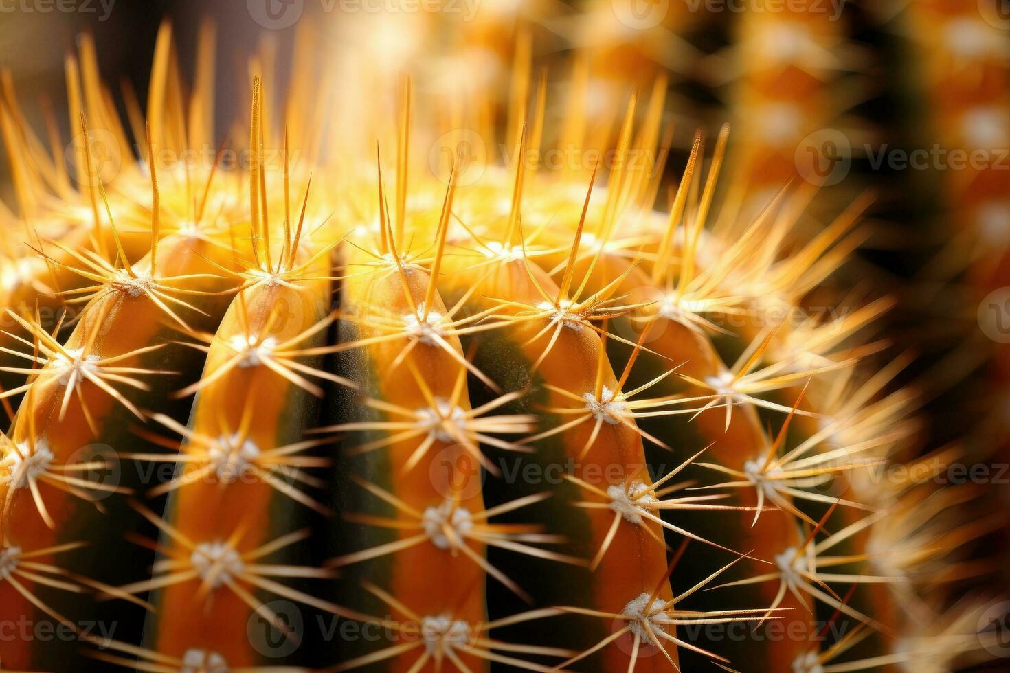 AI generated Close-up of the Golden Barrel Cactus, Echinocactus grusonii, a desert plant native to Mexico photo