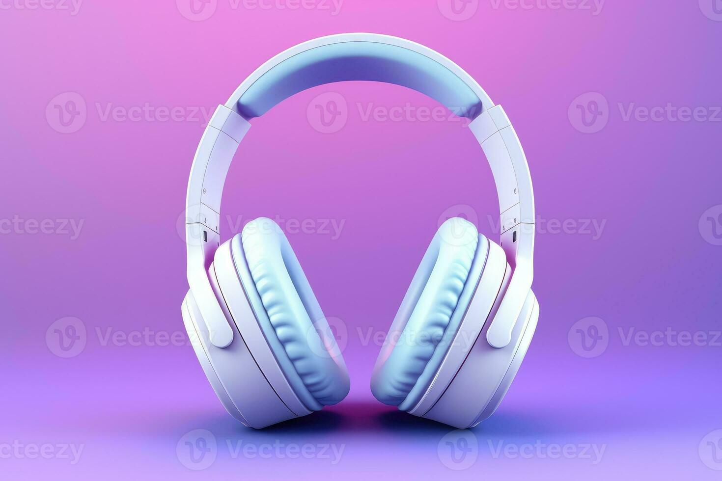 AI generated Modern headphones on purple background photo