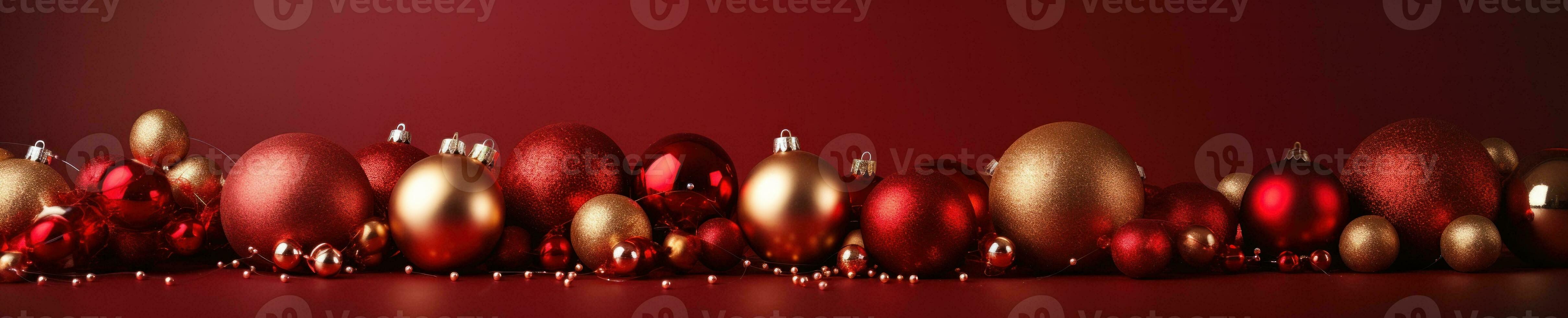 AI Generated A group of red and gold christmas ornaments, AI photo