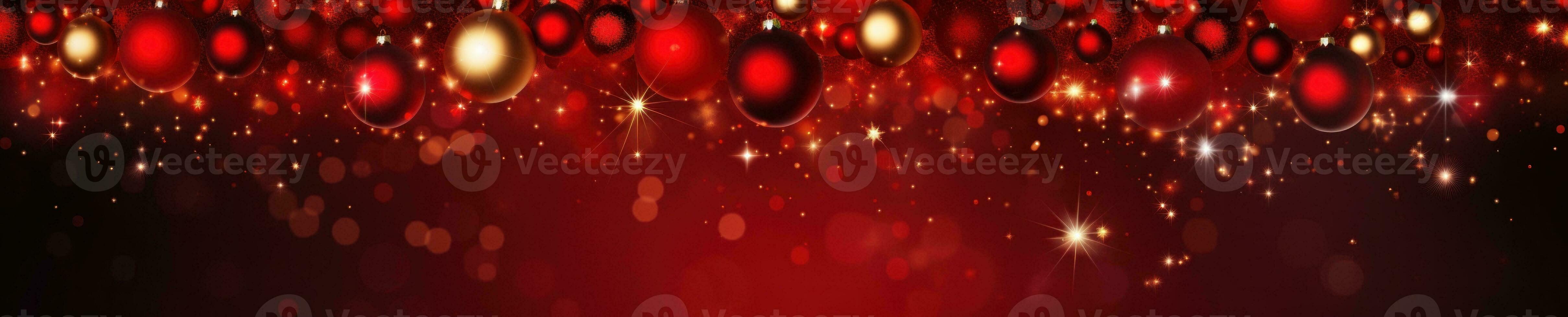 AI Generated A red and gold christmas background with a lot of lights, AI photo