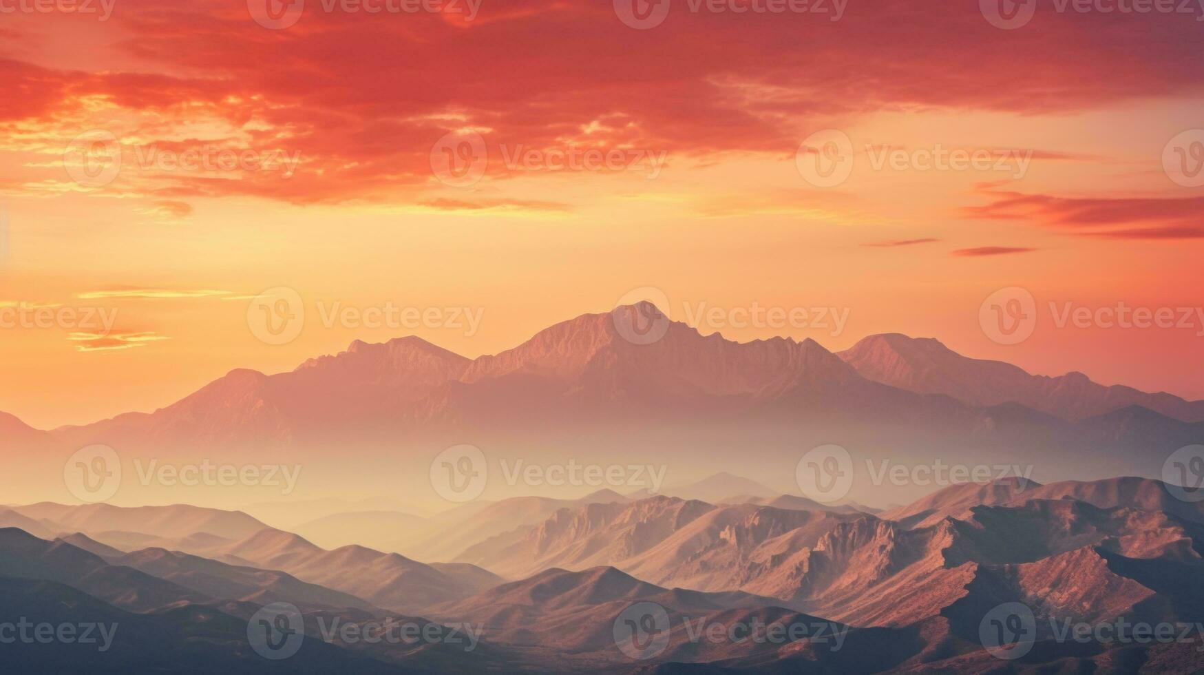 AI Generated A view of a mountain range at sunset, AI photo