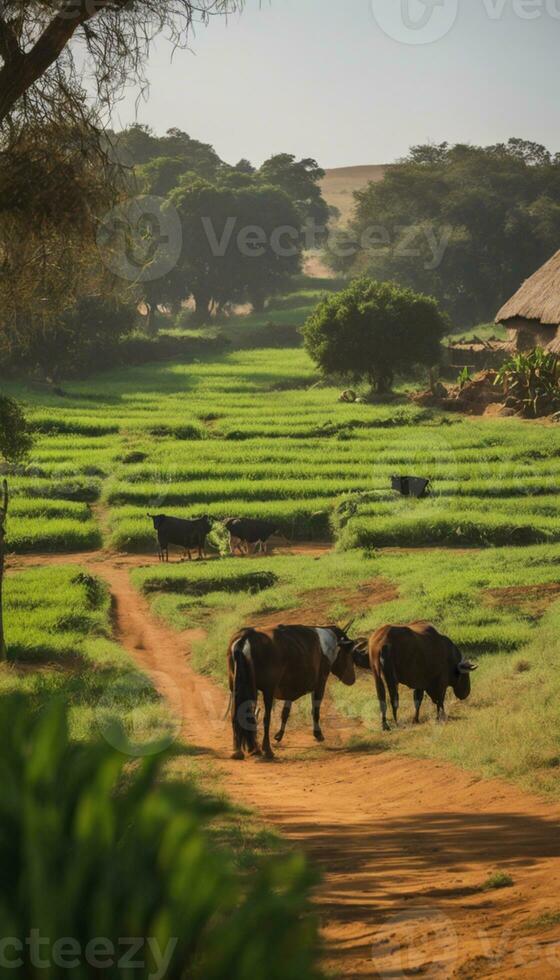 ai generado conmovedor serenidad un vislumbrar dentro africano rural esplendor foto