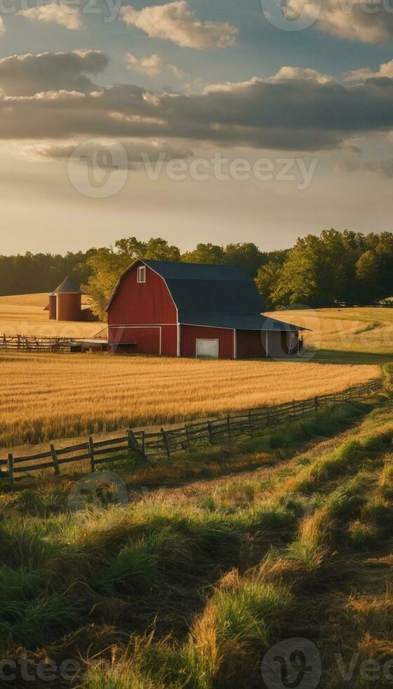 ai generado armonía en el americano granja capturar el espíritu de rural vida foto