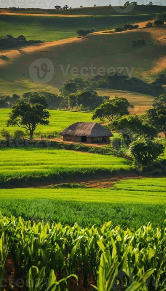 ai generado conmovedor serenidad un vislumbrar dentro africano rural esplendor foto