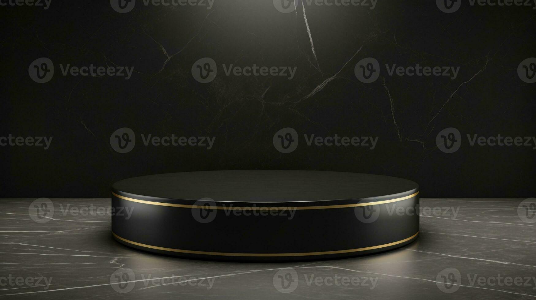 AI generated black podium with minimal textured bacground for luxury products display photo