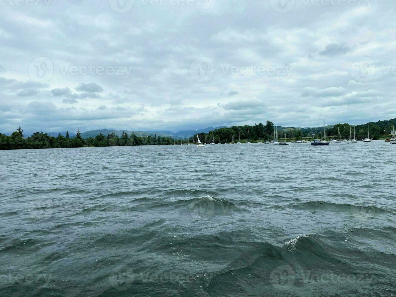 A view of Lake Windermere on a cloudy day photo