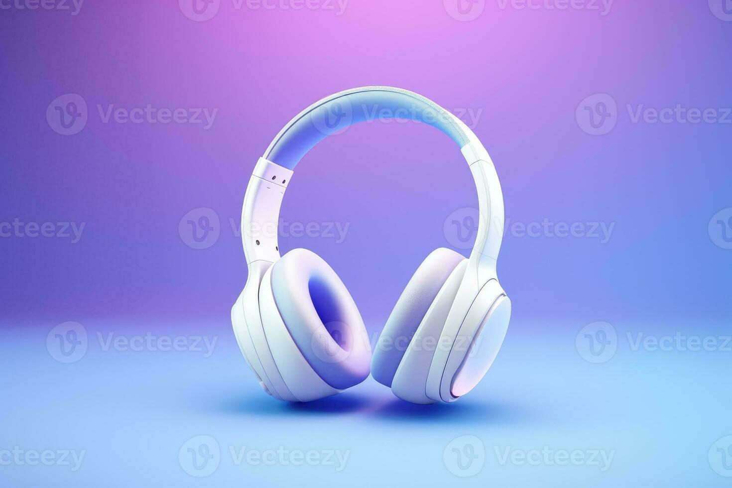 AI generated Modern headphones on purple background photo